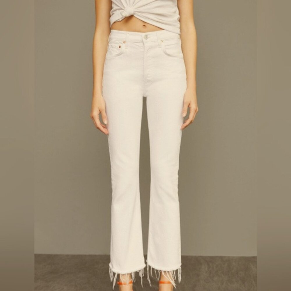 CITIZENS OF HUMANITY Natural Off White Rocket Crop High Raw hem skinny jeans 27